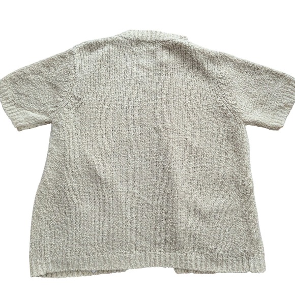 VTG Bonnie Lee LeRoy Beige Y2K Speckled Knit Short Sleeve Cardigan Sweater Sz 42 - Picture 5 of 6